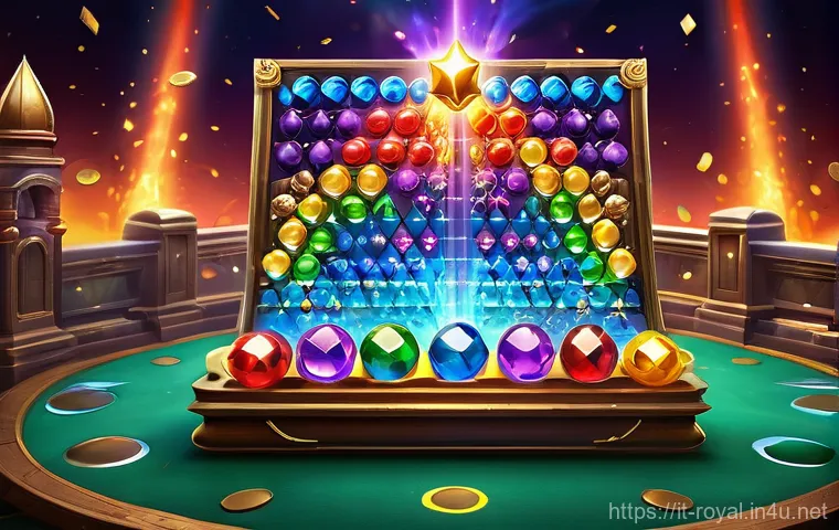 로얄매치 추천 스테이지 - **Vibrant Combo Explosion on a Royal Match Game Board**
"A dynamic, high-energy scene depicting ...