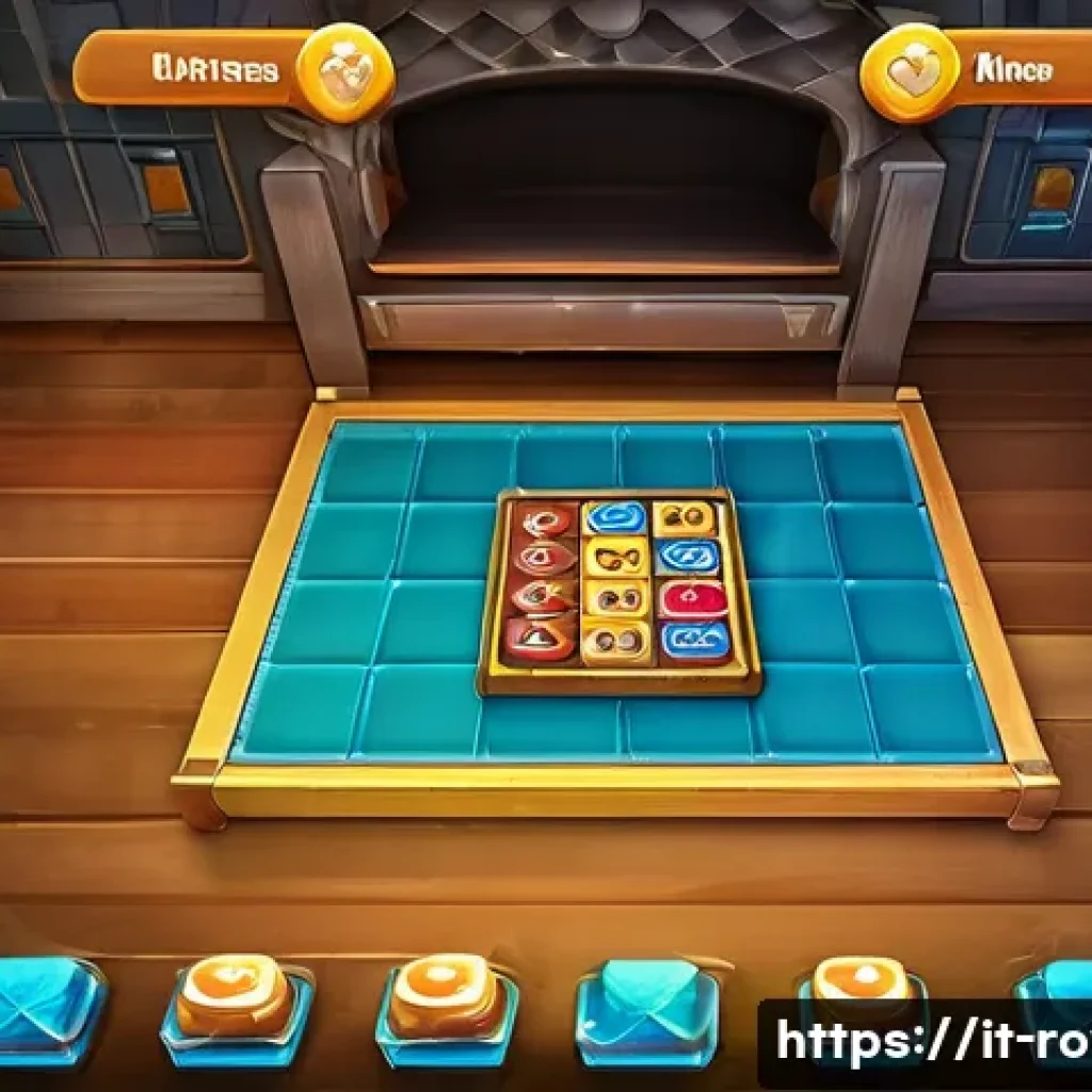 로얄매치 커스텀 모드 - A vibrant mobile game interface showcasing a customized puzzle level in Royal Match, featuring color...