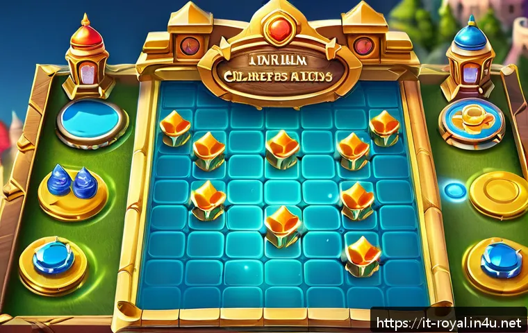 로얄매치 퀘스트 진행 순서 - A vibrant and colorful mobile puzzle game scene inspired by Royal Match, showing a detailed game boa...