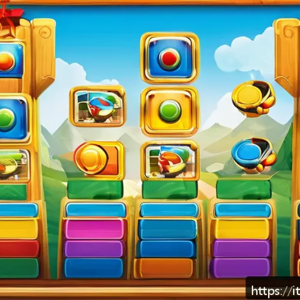 로얄매치 스테이지별 필요 시간 - A vibrant and colorful puzzle game scene inspired by Royal Match, showing a cheerful, animated game ...