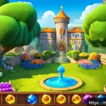 Home 21 로얄매치 특정 아이템 복제 - A vibrant and detailed mobile game interface showing a colorful match-3 puzzle level filled with var...